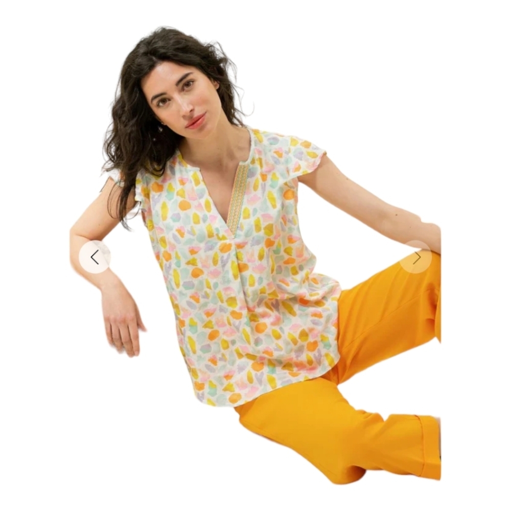 Tinta Gia Pastel Geo Print Tunic Top US Size 10 EUC Luxury Flowy